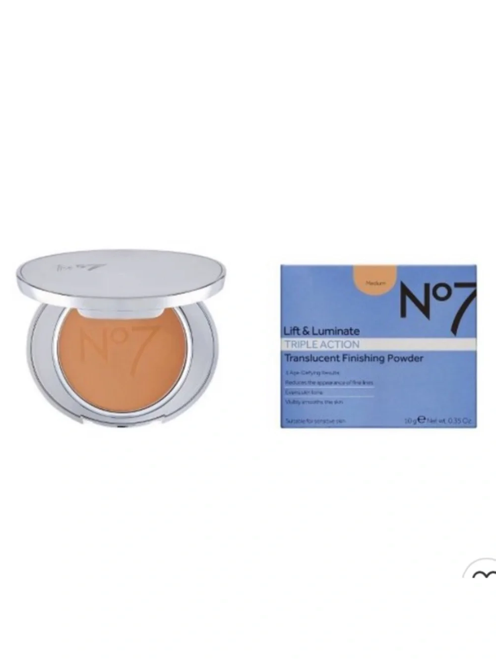 No7 Lift & Luminate Triple Action Translucent Finishing Powder Color Medium NIP